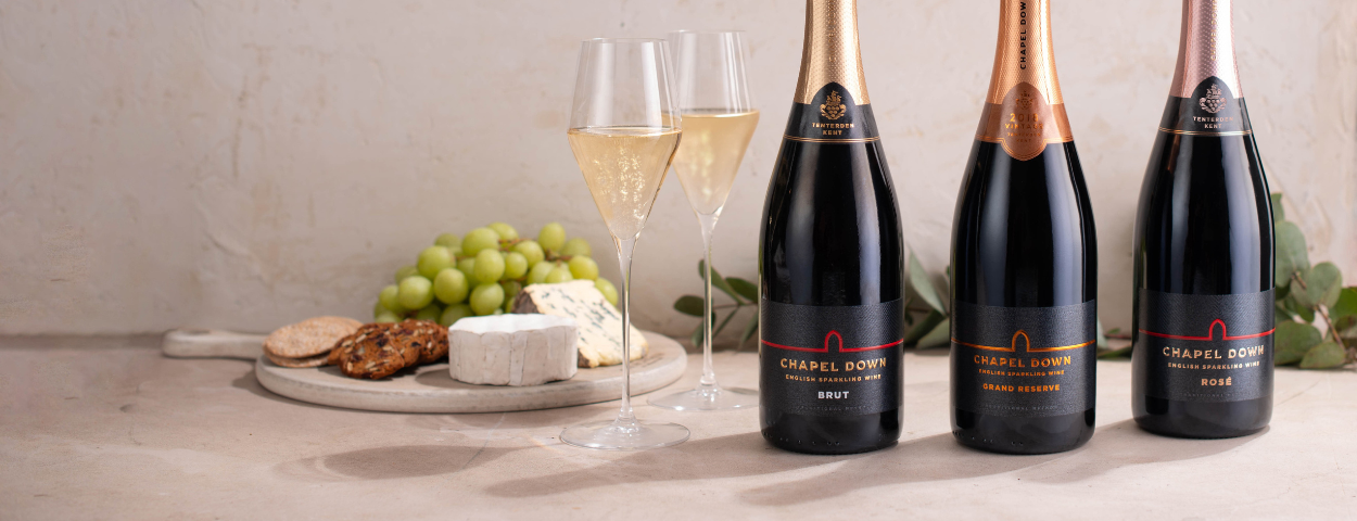 Chapel Down Brut, Grand Reserve and Rose english sparkling wines