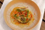 CHAPEL DOWN X BIG GREEN EGG: HAKE WITH DILL BEURRE BLANC, TOMATO AND TROUT ROE
