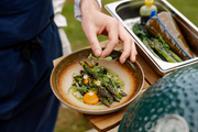 CHAPEL DOWN X BIG GREEN EGG: KENTISH ASPARAGUS, CONFIT EGG YOLKS, WILD GARLIC OIL AND BRIOCHE